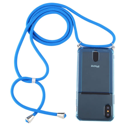 For iPhone XS Max Transparent TPU Protective Case with Lanyard & Card Slot(Blue)-garmade.com