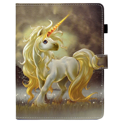 For iPad 2 / 3 / 4 Painted Horizontal Flat Leather Case with Sleep Function & Card Slot & Buckle Anti-skid Strip & Bracket & Wallet(Unicorn)-garmade.com
