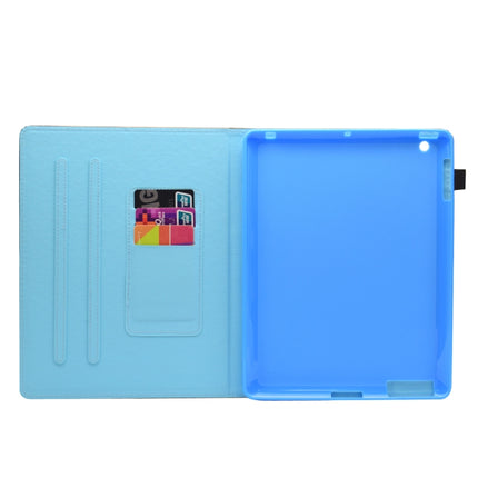 For iPad 2 / 3 / 4 Painted Horizontal Flat Leather Case with Sleep Function & Card Slot & Buckle Anti-skid Strip & Bracket & Wallet(Cute Cat)-garmade.com