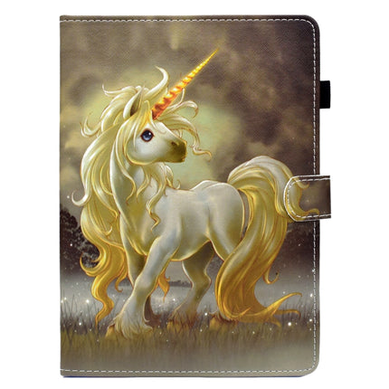 For iPad Pro 9.7 inch Painted Horizontal Flat Leather Case with Sleep Function & Card Slot & Buckle Anti-skid Strip & Bracket & Wallet(Unicorn)-garmade.com