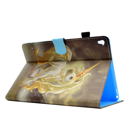 For iPad Pro 9.7 inch Painted Horizontal Flat Leather Case with Sleep Function & Card Slot & Buckle Anti-skid Strip & Bracket & Wallet(Unicorn)-garmade.com