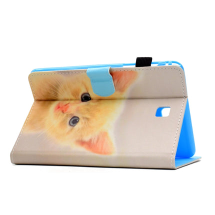 For Galaxy Tab A 8.0 (2015) T350 Painted Horizontal Flat Leather Case with Sleep Function & Card Slot & Buckle Anti-skid Strip & Bracket & Wallet(Cute Cat)-garmade.com