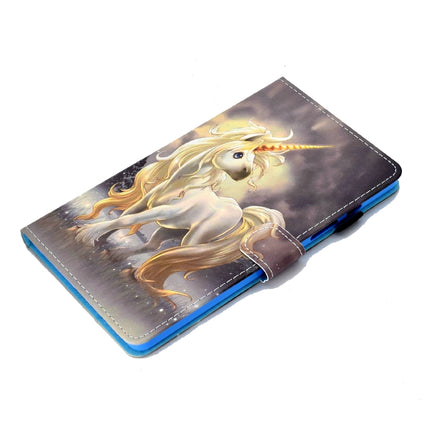 For Galaxy Tab A 8.0 (2019) T290 Painted Horizontal Flat Leather Case with Sleep Function & Card Slot & Buckle Anti-skid Strip & Bracket & Wallet(Unicorn)-garmade.com