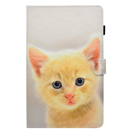 For Galaxy Tab A 10.1 (2016) T580 Painted Horizontal Flat Leather Case with Sleep Function & Card Slot & Buckle Anti-skid Strip & Bracket & Wallet(Cute Cat)-garmade.com