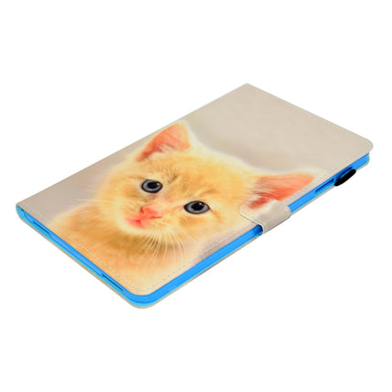 For Galaxy Tab A 10.1 (2016) T580 Painted Horizontal Flat Leather Case with Sleep Function & Card Slot & Buckle Anti-skid Strip & Bracket & Wallet(Cute Cat)-garmade.com