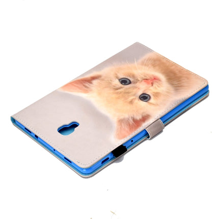 For Galaxy Tab A 10.5 T590 Painted Horizontal Flat Leather Case with Sleep Function & Card Slot & Buckle Anti-skid Strip & Bracket & Wallet(Cute Cat)-garmade.com