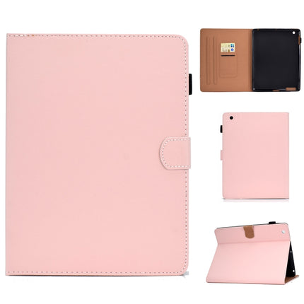 For iPad 4 / 3 / 2 Solid Color Tablet PC Universal Magnetic Horizontal Flip Leather Case with Card Slots & Holder(Pink)-garmade.com
