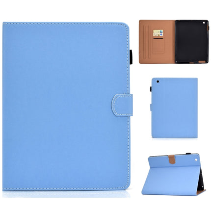 For iPad 4 / 3 / 2 Solid Color Tablet PC Universal Magnetic Horizontal Flip Leather Case with Card Slots & Holder(Blue)-garmade.com