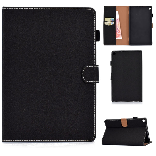For Kindle Fire HD8 2016 / 2017 Solid Color Tablet PC Universal Magnetic Horizontal Flip Leather Case with Card Slots & Holder(Black)-garmade.com