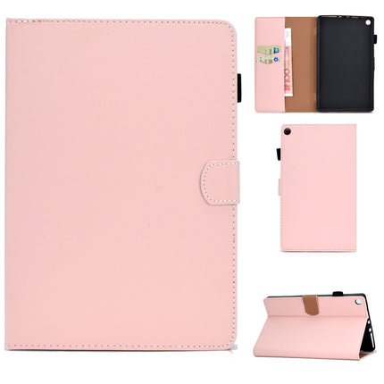 For Kindle Fire HD8 2016 / 2017 Solid Color Tablet PC Universal Magnetic Horizontal Flip Leather Case with Card Slots & Holder(Pink)-garmade.com