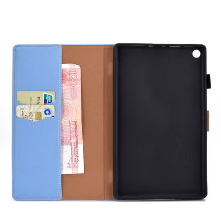 For Kindle Fire HD8 2016 / 2017 Solid Color Tablet PC Universal Magnetic Horizontal Flip Leather Case with Card Slots & Holder(Blue)-garmade.com
