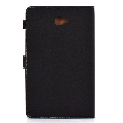 For Galaxy Tab A 10.1(2016) T580 Solid Color Tablet PC Universal Magnetic Horizontal Flip Leather Case with Card Slots & Holder(Black)-garmade.com