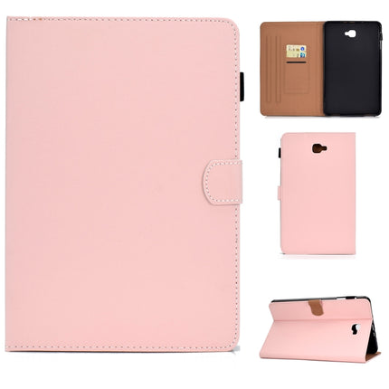 For Galaxy Tab A 10.1(2016) T580 Solid Color Tablet PC Universal Magnetic Horizontal Flip Leather Case with Card Slots & Holder(Pink)-garmade.com