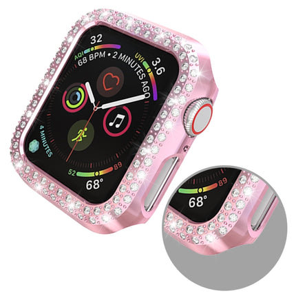 For Apple Watch Series 5 & 4 40mm Double Row Diamonds PC Protective Case(Pink)-garmade.com