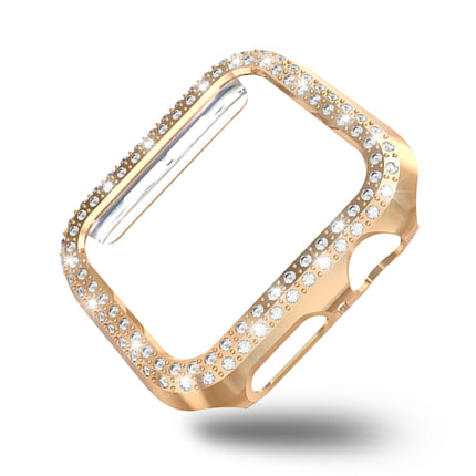 For Apple Watch Series 5 & 4 40mm Double Row Diamonds PC Protective Case(Rose Gold)-garmade.com