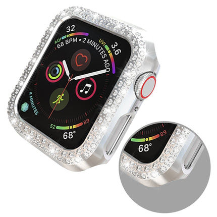 For Apple Watch Series 5 & 4 40mm Double Row Diamonds PC Protective Case(Silver)-garmade.com