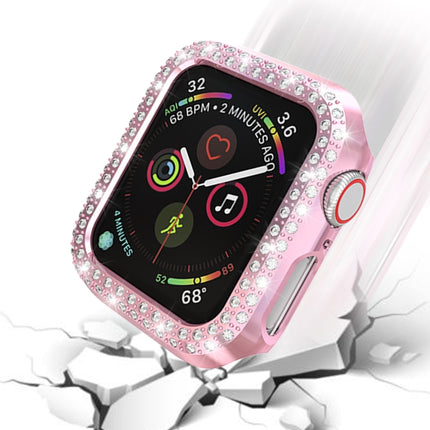 For Apple Watch Series 3 & 2 & 1 42mm Double Row Diamonds PC Protective Case(Pink)-garmade.com