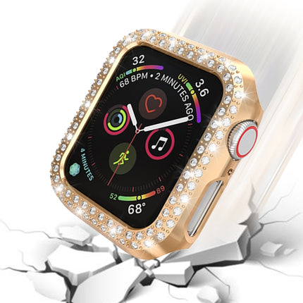 For Apple Watch Series 3 & 2 & 1 42mm Double Row Diamonds PC Protective Case(Rose Gold)-garmade.com