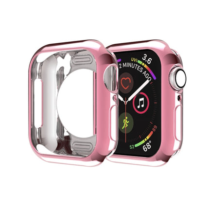 For Apple Watch Series 3 & 2 & 1 38mm Plating TPU Round Hole Hollowing Protective Case(Pink)-garmade.com