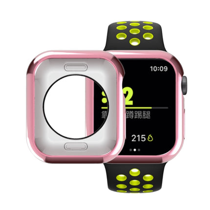 For Apple Watch Series 5 & 4 44mm Plating TPU Round Hole Hollowing Protective Case(Pink)-garmade.com
