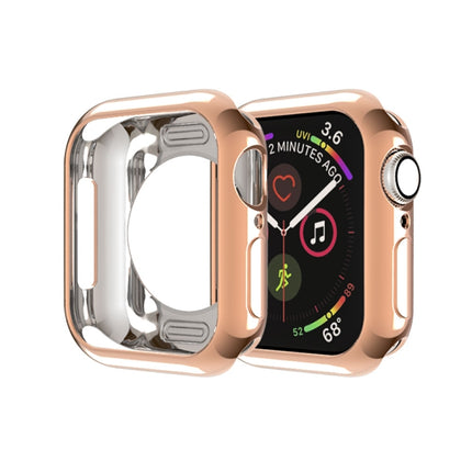For Apple Watch Series 5 & 4 44mm Plating TPU Round Hole Hollowing Protective Case(Rose Gold)-garmade.com