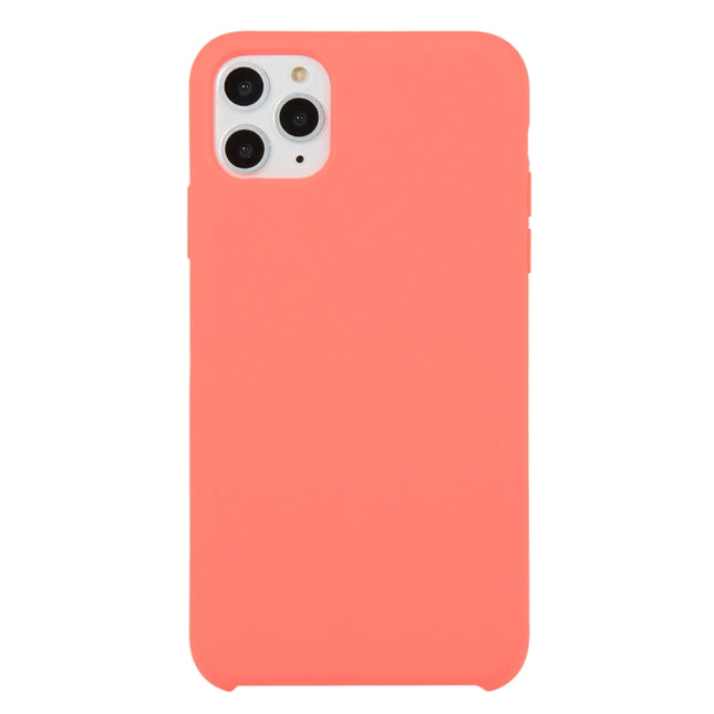 For iPhone 11 Pro Solid Color Solid Silicone Shockproof Case(Peach Red)-garmade.com