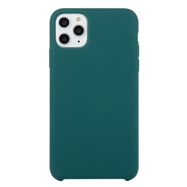 For iPhone 11 Pro Solid Color Solid Silicone Shockproof Case (Dark Green)-garmade.com