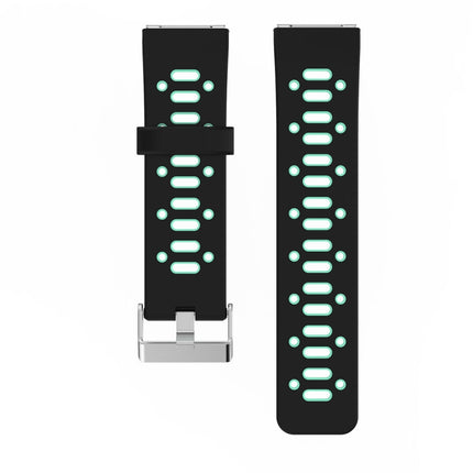 For Fitbit Blaze Two-tone Silicone Replacement Wrist Strap Watchband with Buckle(Black + Green)-garmade.com