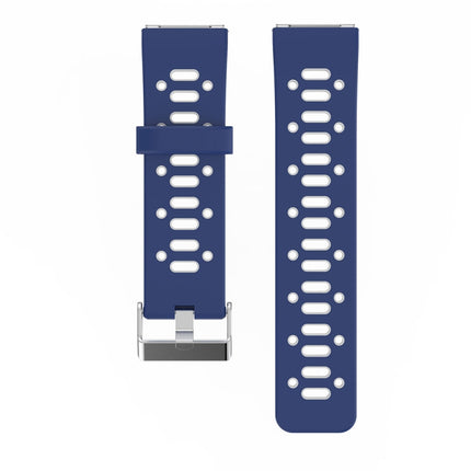 For Fitbit Blaze Two-tone Silicone Replacement Wrist Strap Watchband with Buckle(Dark Blue + White)-garmade.com