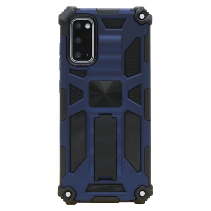 For Galaxy S20 Shockproof TPU + PC Magnetic Protective Case with Holder(Blue)-garmade.com