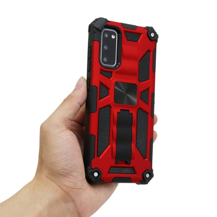For Galaxy S20 Shockproof TPU + PC Magnetic Protective Case with Holder(Red)-garmade.com