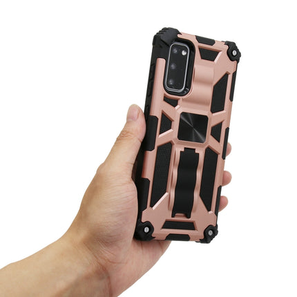 For Galaxy S20 Shockproof TPU + PC Magnetic Protective Case with Holder(Rose Gold)-garmade.com
