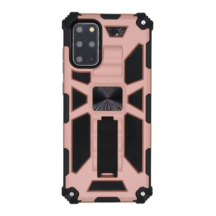 For Galaxy S20 Plus Shockproof TPU + PC Magnetic Protective Case with Holder(Rose Gold)-garmade.com