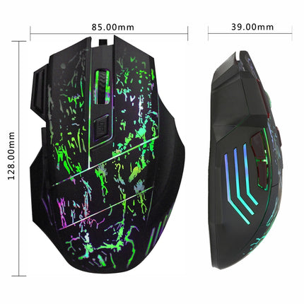 HXSJ A874 7-keys Flowing Water Crack Colorful Luminous Wired Gaming Mouse-garmade.com