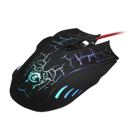 HXSJ A888B 6-keys Crackle Colorful Lighting Wired Gaming Mouse(Black)-garmade.com