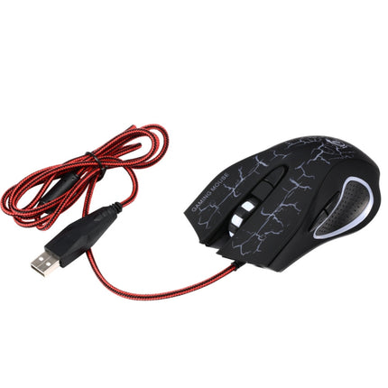 HXSJ A888B 6-keys Crackle Colorful Lighting Wired Gaming Mouse(White)-garmade.com