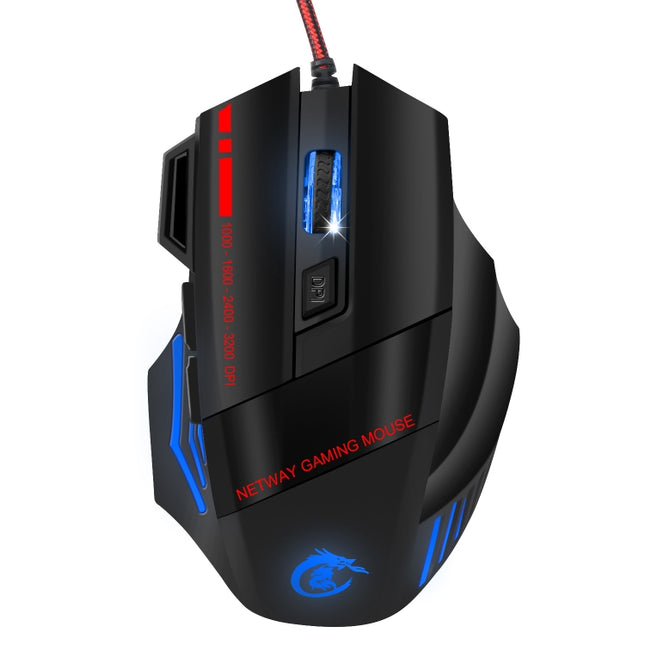 HXSJ A907 7 Keys Colorful Luminous 7D Wired Gaming Mouse(Black)-garmade.com