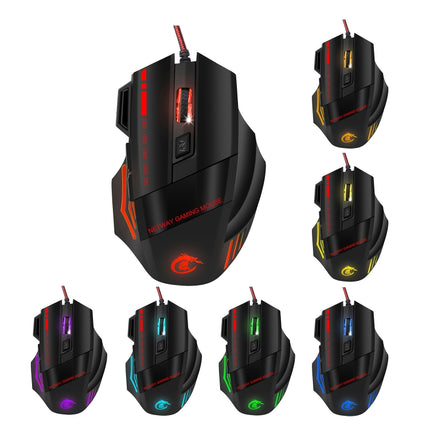 HXSJ A907 7 Keys Colorful Luminous 7D Wired Gaming Mouse(Black)-garmade.com