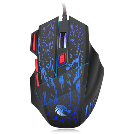 HXSJ H300 7 Keys Flowing Water Crack Colorful Luminous Wired Gaming Mouse(Black)-garmade.com