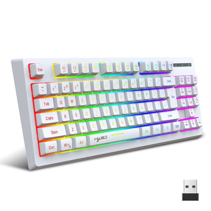 HXSJ L100 87 Keys RGB Backlit Film 2.4G Wireless Keyboard(White)-garmade.com