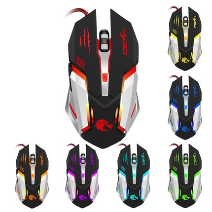 HXSJ S100 6 Keys Colorful Luminous Wired Gaming Mouse-garmade.com