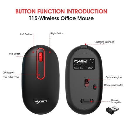HXSJ T15 2.4GHz 4 Keys Wireless Mute Mouse(White)-garmade.com