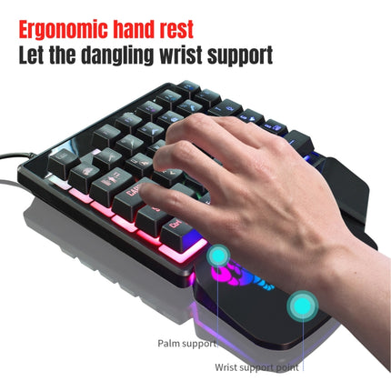 HXSJ V400 35 Keys One-Hand RGB Backlit Wired Gaming Keyboard-garmade.com