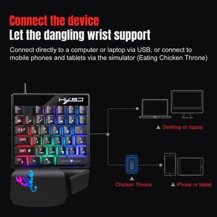 HXSJ V400 35 Keys One-Hand RGB Backlit Wired Gaming Keyboard-garmade.com
