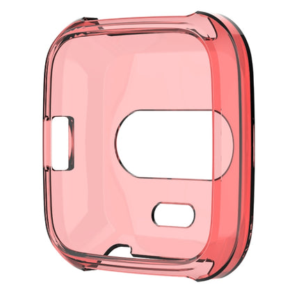 For Fitbit Versa Lite Smart Watch Silicone Protective Case(Transparent Red)-garmade.com