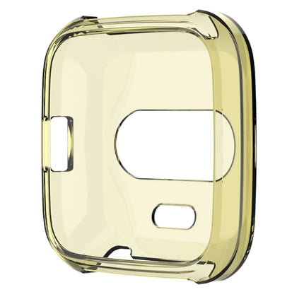 For Fitbit Versa Lite Smart Watch Silicone Protective Case(Transparent Yellow)-garmade.com