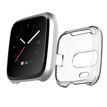 For Fitbit Versa Lite Smart Watch Silicone Protective Case(Transparent Blue)-garmade.com