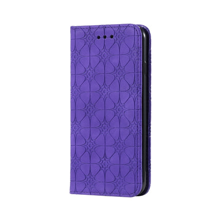 For iPhone 6 / 6s Lucky Flowers Embossing Pattern Magnetic Horizontal Flip Leather Case with Holder & Card Slots(Purple)-garmade.com
