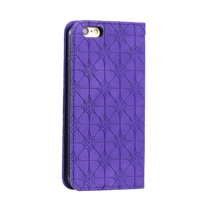 For iPhone 6 / 6s Lucky Flowers Embossing Pattern Magnetic Horizontal Flip Leather Case with Holder & Card Slots(Purple)-garmade.com