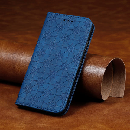 For iPhone SE 2020 / 8 / 7 Lucky Flowers Embossing Pattern Magnetic Horizontal Flip Leather Case with Holder & Card Slots(Dark Blue)-garmade.com